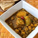 Aloo and Channa Curry, curried channa