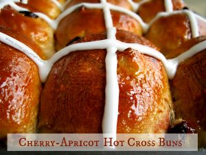 Cherry Apricot Hot Cross Buns