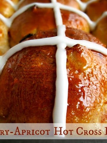 Cherry Apricot Hot Cross Buns