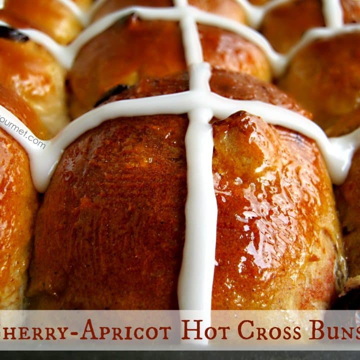 Cherry Apricot Hot Cross Buns