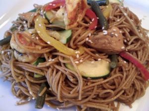 Asian Noodles with Chicken and Shrimp - Alica's Pepper Pot