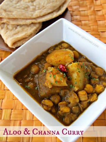 Aloo and Channa Curry, curried channa