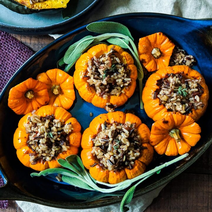 Pumpkin stuffed wild rice - Alicas pepperpot