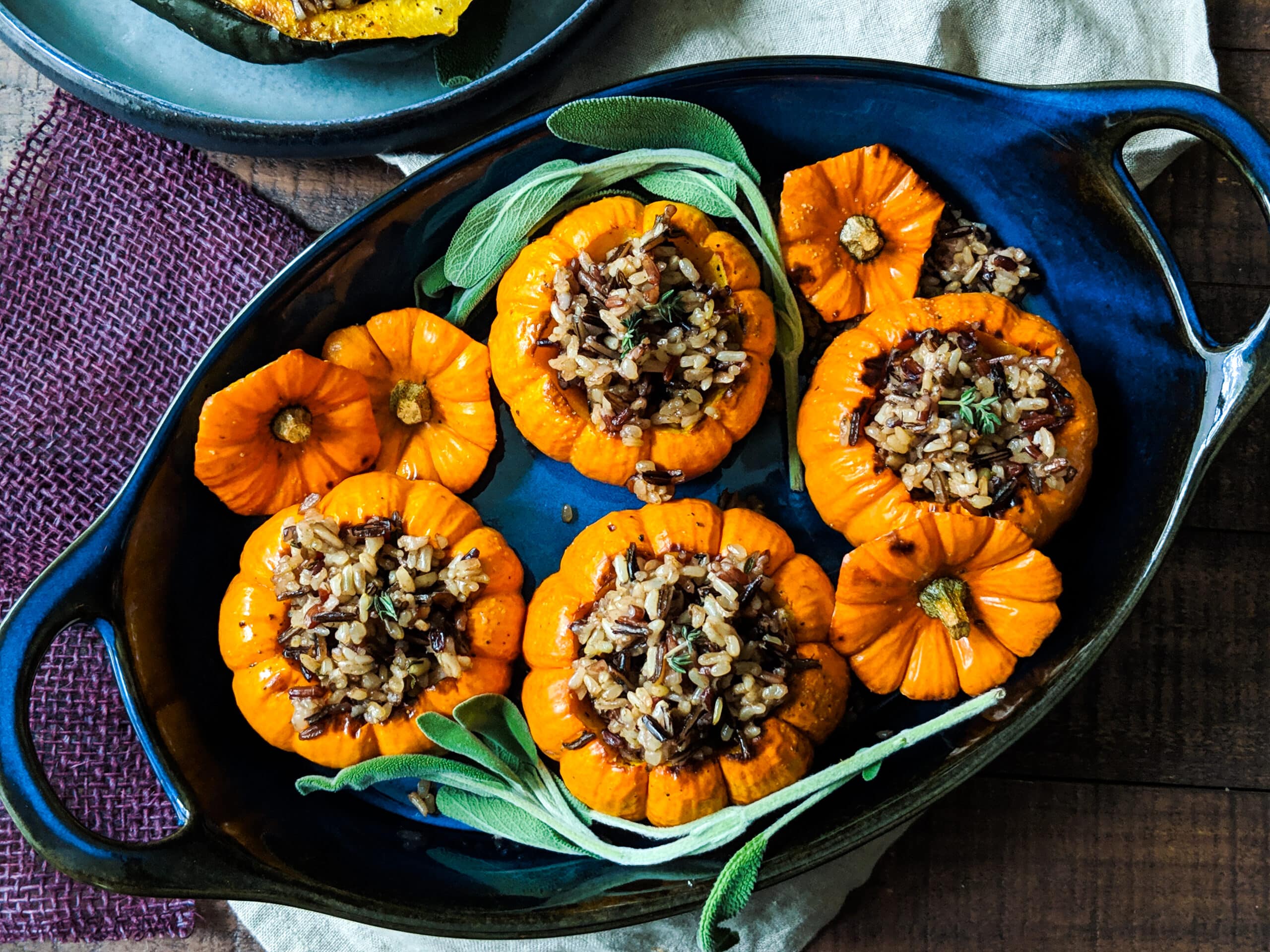 Pumpkin stuffed wild rice - Alicas pepperpot