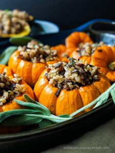 Pumpkin stuffed wild rice - Alicas pepperpot