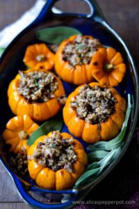 Pumpkin stuffed wild rice - Alicas pepperpot