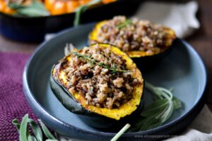 Pumpkin stuffed wild rice - Alicas pepperpot