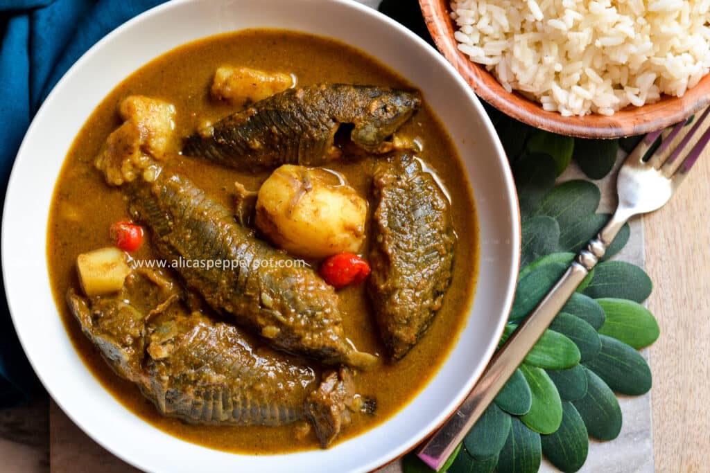 Hassar curry (armor catfish) - Alica's Pepperpot 