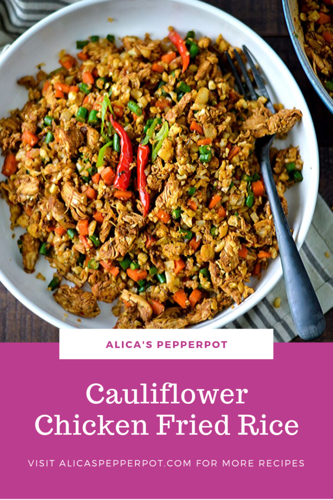 Cauliflower fried rice recipe. Easy recipe. Can be customized with different proteins. 