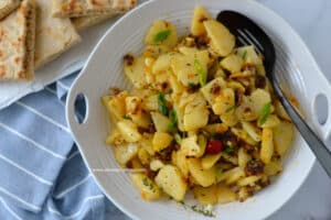 pan-fried potatoes cooked with onions garlic pepper