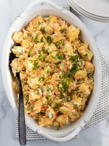 cassava salad in serving platter