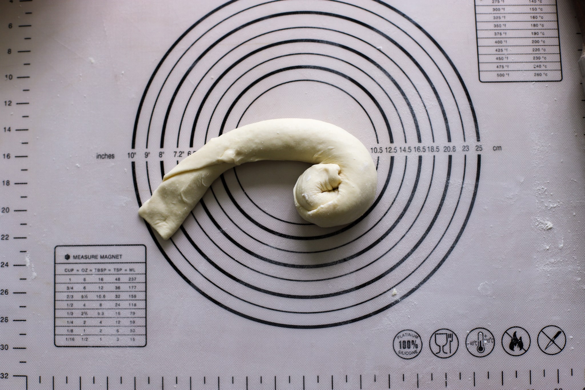 roti dough loi rolled into a coil