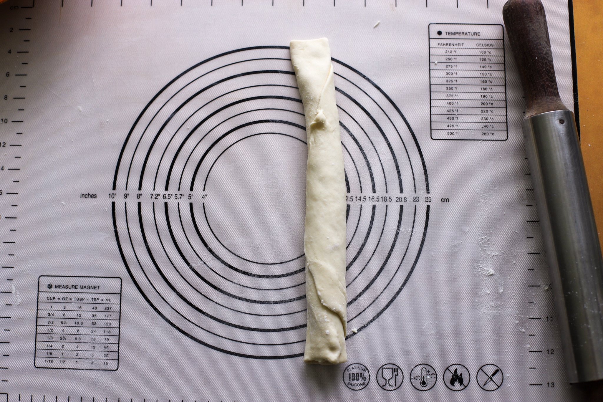 dough rolled up into a log