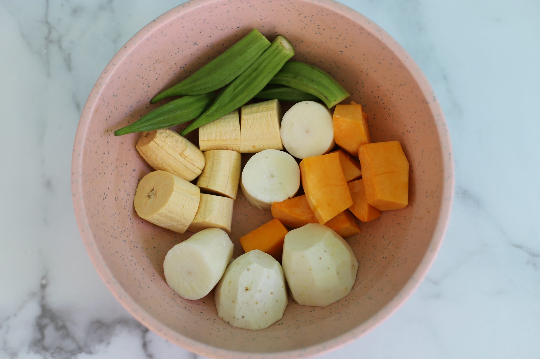Small batch caribbean soup vegetables chopped for soup